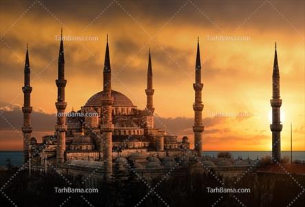 تصویر با کیفیت مسجد سلطان احمد( مسجد آبی) در غروب آفتاب